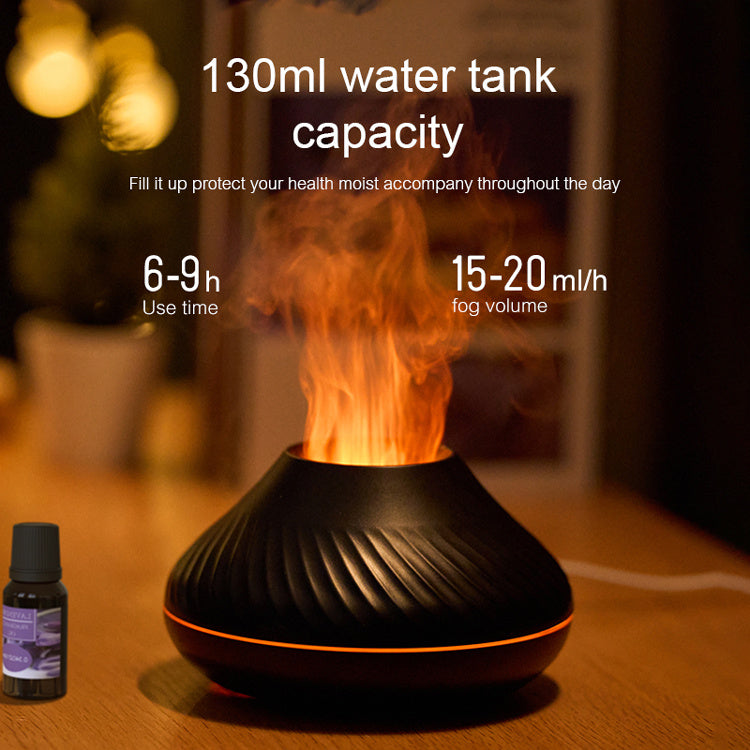 130ml RGB Flame Aroma Diffuser – 3D Colorful Flame Humidifier with Fire Volcano Effect