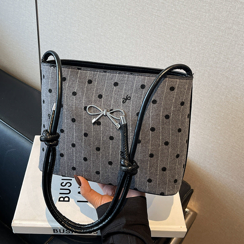 Canvas Polka Dot Fashion Shoulder Bow Crossbody Bag