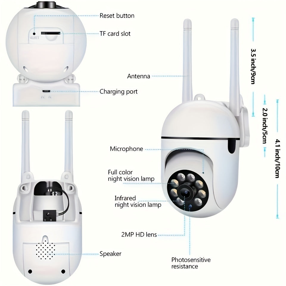360 Wireless Camera Outdoor WiFi Night Vision Cam HD 1080P Home Security System