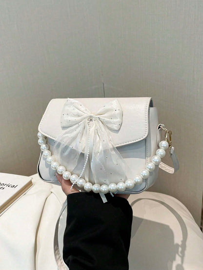 Bowknot Lace Pearl Handbag Fashion Bag Women's Shoulder Crossbody Bag