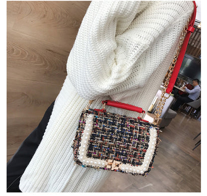 Trendy Plaid Woolen Crossbody Bag for Girls – Stylish Winter Handbag with Personality Design