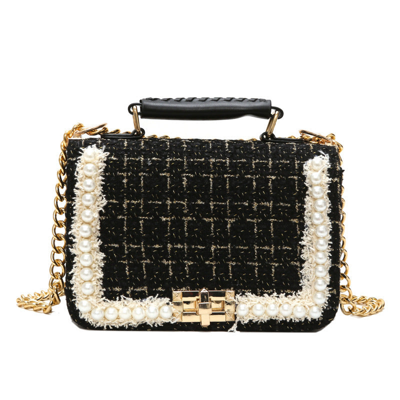 Trendy Plaid Woolen Crossbody Bag for Girls – Stylish Winter Handbag with Personality Design