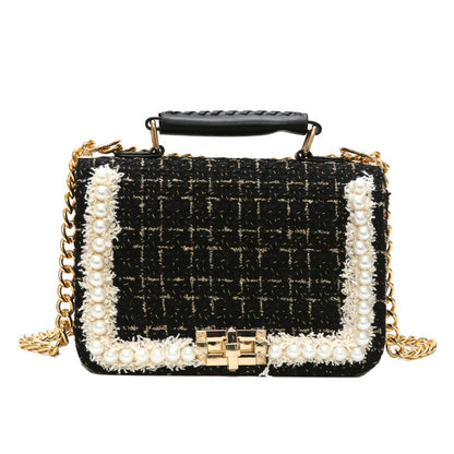 Trendy Plaid Woolen Crossbody Bag for Girls – Stylish Winter Handbag with Personality Design