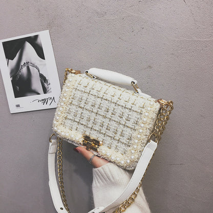 Trendy Plaid Woolen Crossbody Bag for Girls – Stylish Winter Handbag with Personality Design