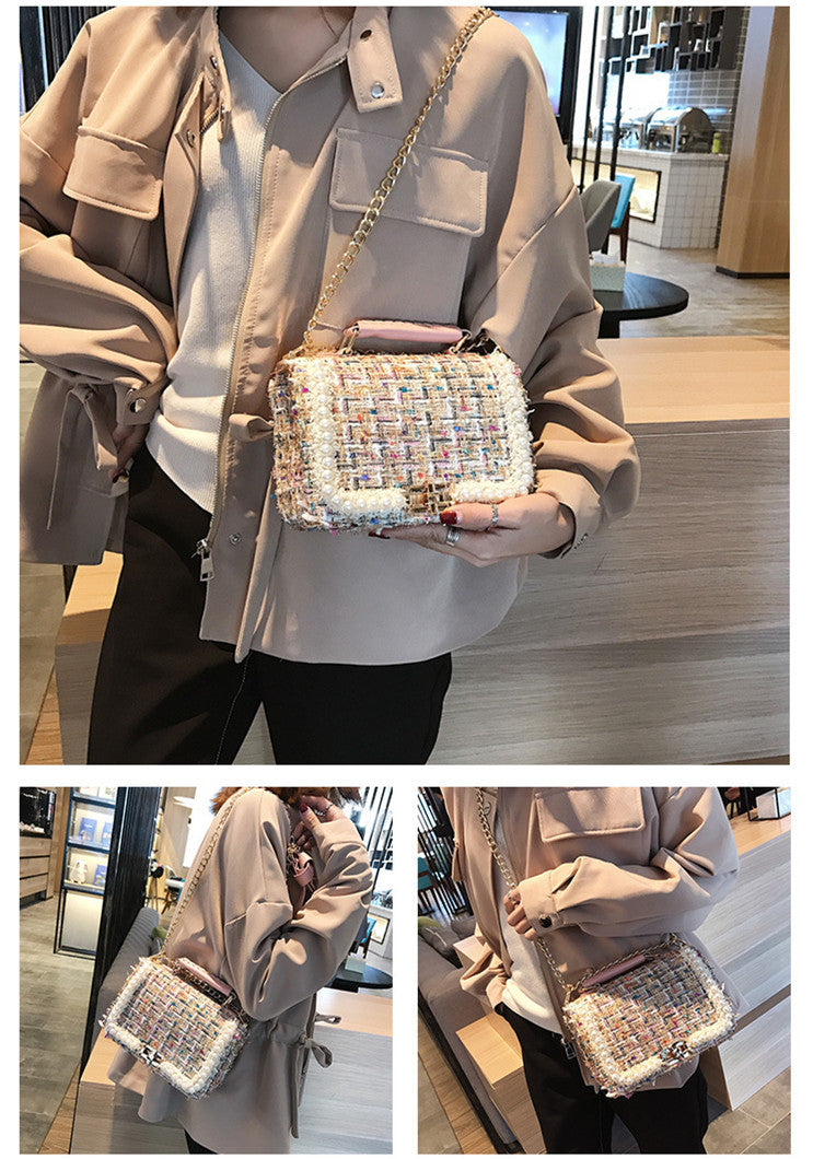 Trendy Plaid Woolen Crossbody Bag for Girls – Stylish Winter Handbag with Personality Design