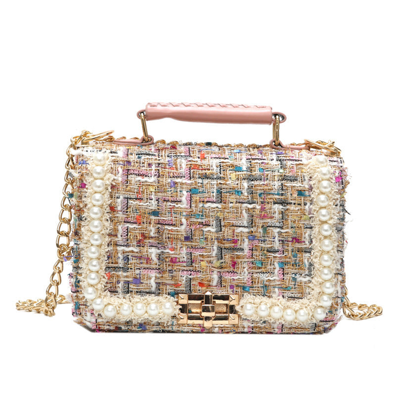 Trendy Plaid Woolen Crossbody Bag for Girls – Stylish Winter Handbag with Personality Design