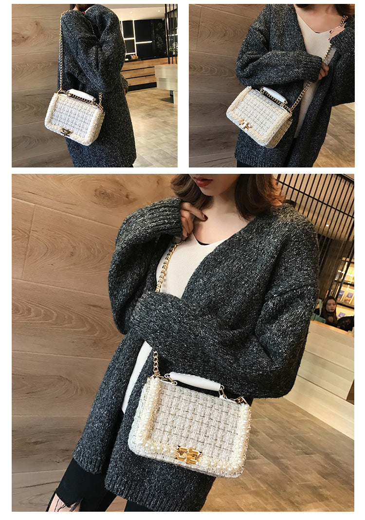 Trendy Plaid Woolen Crossbody Bag for Girls – Stylish Winter Handbag with Personality Design