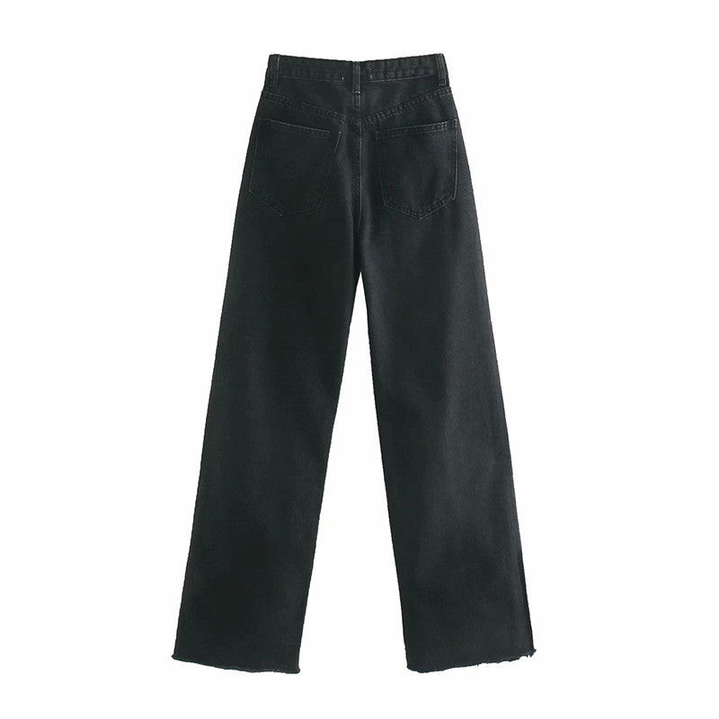 European And American Fashion All-match Wide-leg High-waist Jeans