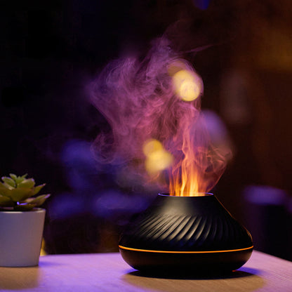 130ml RGB Flame Aroma Diffuser – 3D Colorful Flame Humidifier with Fire Volcano Effect