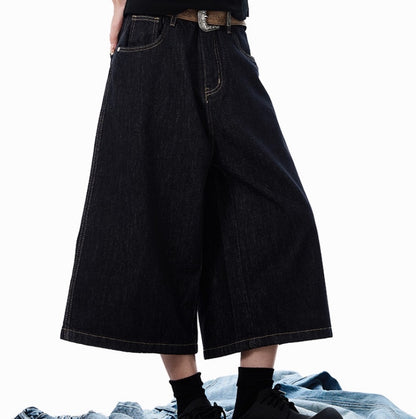 Lyocell Denim Blue Primary Color Cropped Jeans