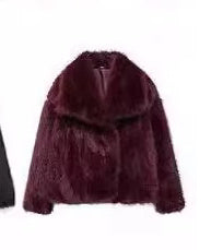 Women's Winter Plush Lapel Coat – Warm Thick Fluffy Long Sleeve Jacket for Casual Fashion