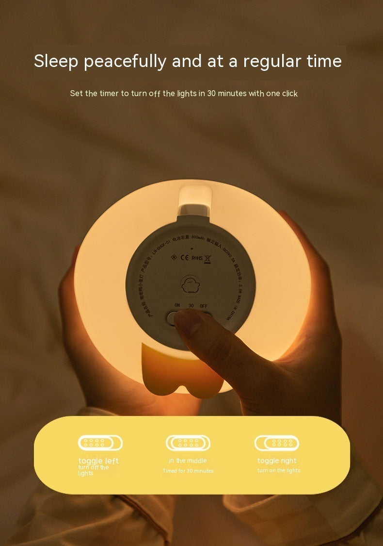 Cartoon Duck LED Night Light – Silicone USB Rechargeable Touch Lamp for Kids’ Bedroom