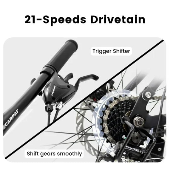 27.5 Inch Full Suspension Mountain Bike, Front And Rear Dual Shock Absorbers, Mechanical Disc Brakes, 21-Speed, Suitable For Men And Women, Ideal For Travel And Fitness Enthusiasts