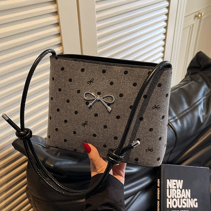Canvas Polka Dot Fashion Shoulder Bow Crossbody Bag