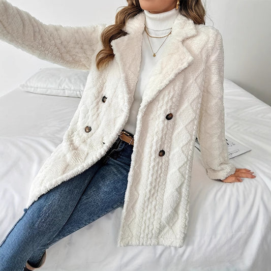 Warm Double Breasted Coat For Women