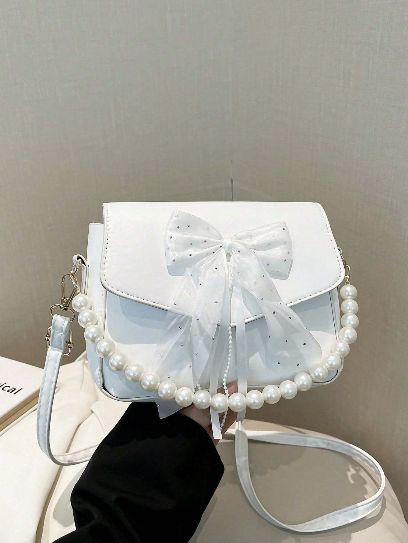 Bowknot Lace Pearl Handbag Fashion Bag Women's Shoulder Crossbody Bag