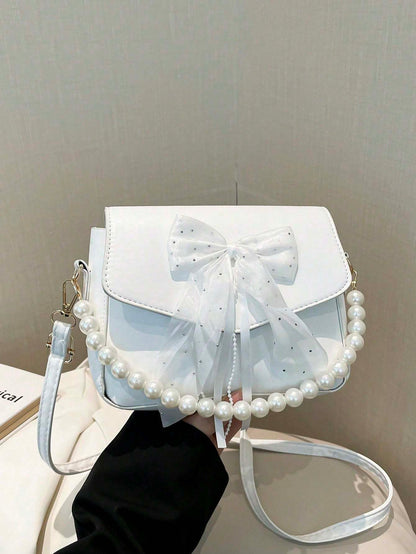 Bowknot Lace Pearl Handbag Fashion Bag Women's Shoulder Crossbody Bag
