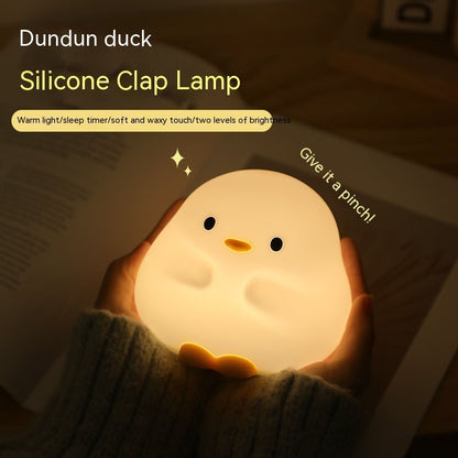 Cartoon Duck LED Night Light – Silicone USB Rechargeable Touch Lamp for Kids’ Bedroom