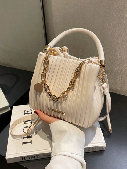 Handbag Pleated Bag Women  Fashion Chain Niche Bucket Bag Personality Shoulder Messenger Bag