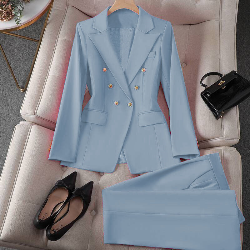Korean Casual Design Blouse Trouser Suit