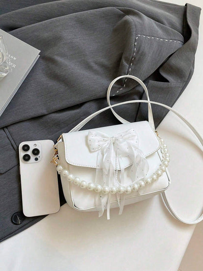 Bowknot Lace Pearl Handbag Fashion Bag Women's Shoulder Crossbody Bag