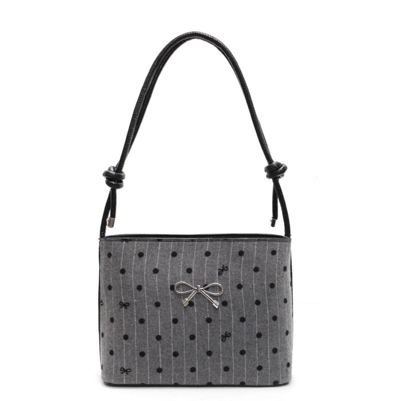 Canvas Polka Dot Fashion Shoulder Bow Crossbody Bag