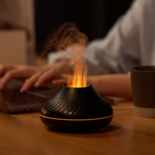 130ml RGB Flame Aroma Diffuser – 3D Colorful Flame Humidifier with Fire Volcano Effect