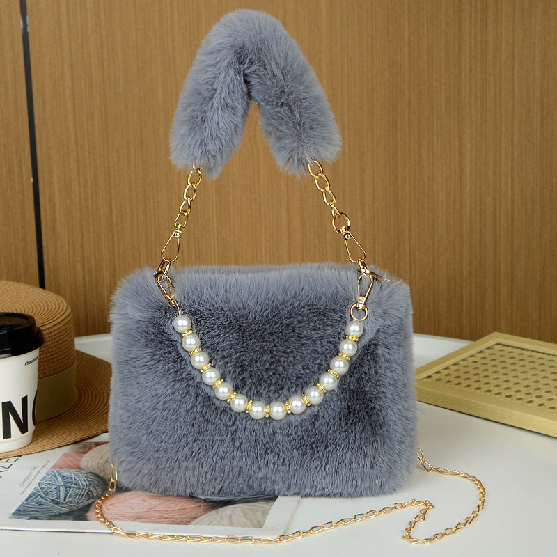 Fashion Plush Bag Chain Crossbody Bag
