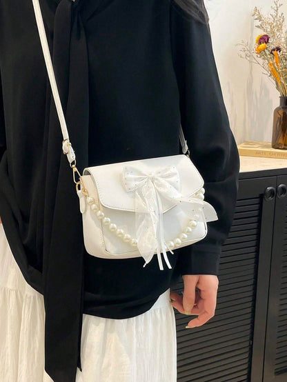 Bowknot Lace Pearl Handbag Fashion Bag Women's Shoulder Crossbody Bag