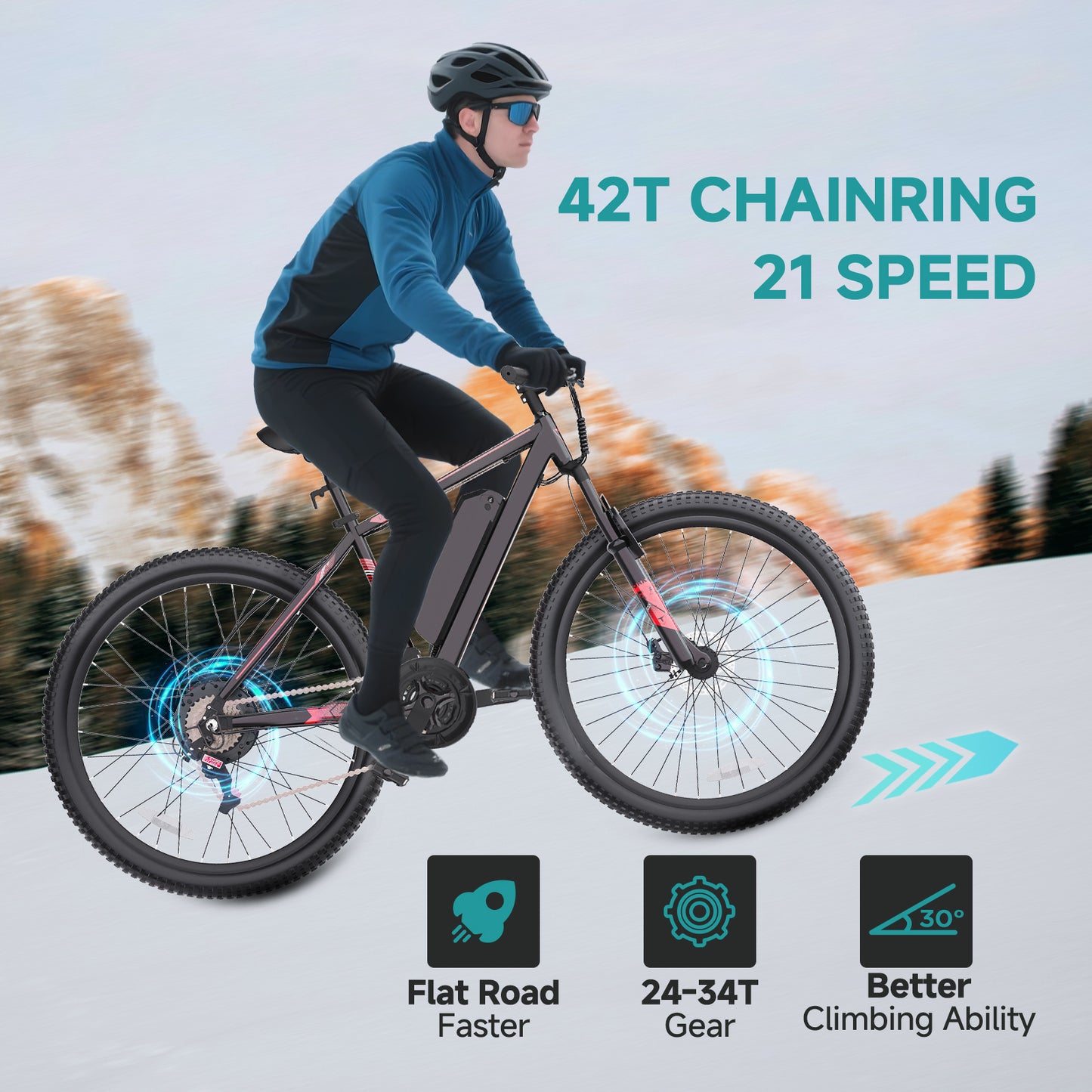 350W 20in City Electric Bike, 40km Range, 21-Speed Gears, Mechanical Disc Brakes