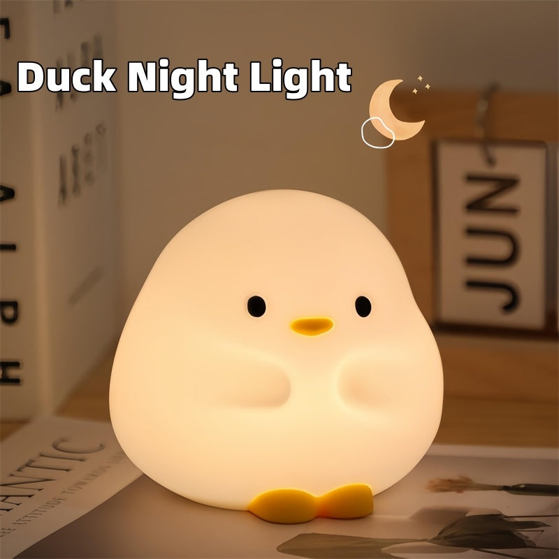 Cartoon Duck LED Night Light – Silicone USB Rechargeable Touch Lamp for Kids’ Bedroom