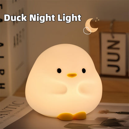 Cartoon Duck LED Night Light – Silicone USB Rechargeable Touch Lamp for Kids’ Bedroom