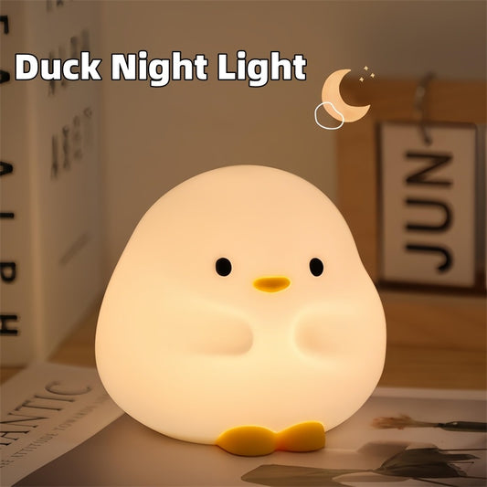 Cartoon Duck LED Night Light – Silicone USB Rechargeable Touch Lamp for Kids’ Bedroom