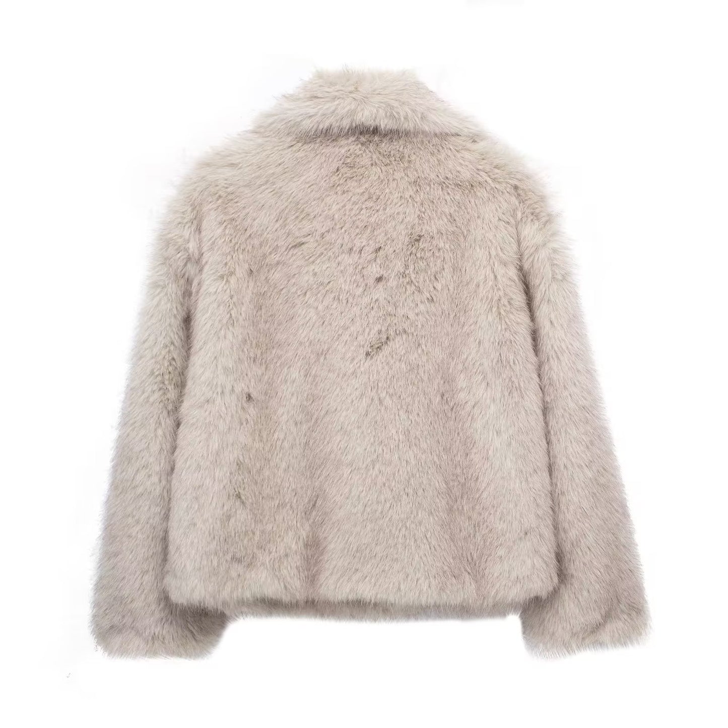 Women's Winter Plush Lapel Coat – Warm Thick Fluffy Long Sleeve Jacket for Casual Fashion
