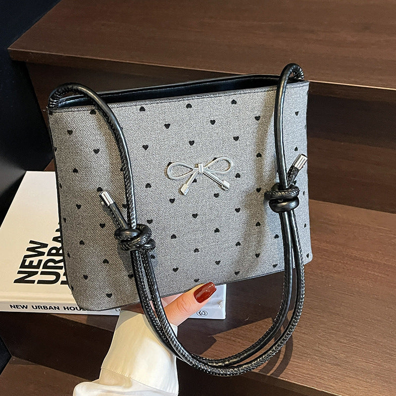 Canvas Polka Dot Fashion Shoulder Bow Crossbody Bag