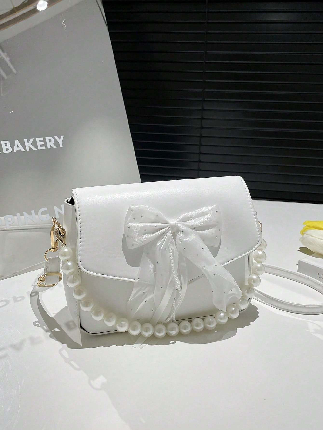 Bowknot Lace Pearl Handbag Fashion Bag Women's Shoulder Crossbody Bag