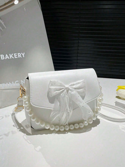 Bowknot Lace Pearl Handbag Fashion Bag Women's Shoulder Crossbody Bag