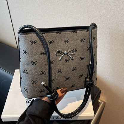 Canvas Polka Dot Fashion Shoulder Bow Crossbody Bag