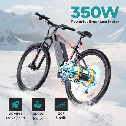 350W 20in City Electric Bike, 40km Range, 21-Speed Gears, Mechanical Disc Brakes