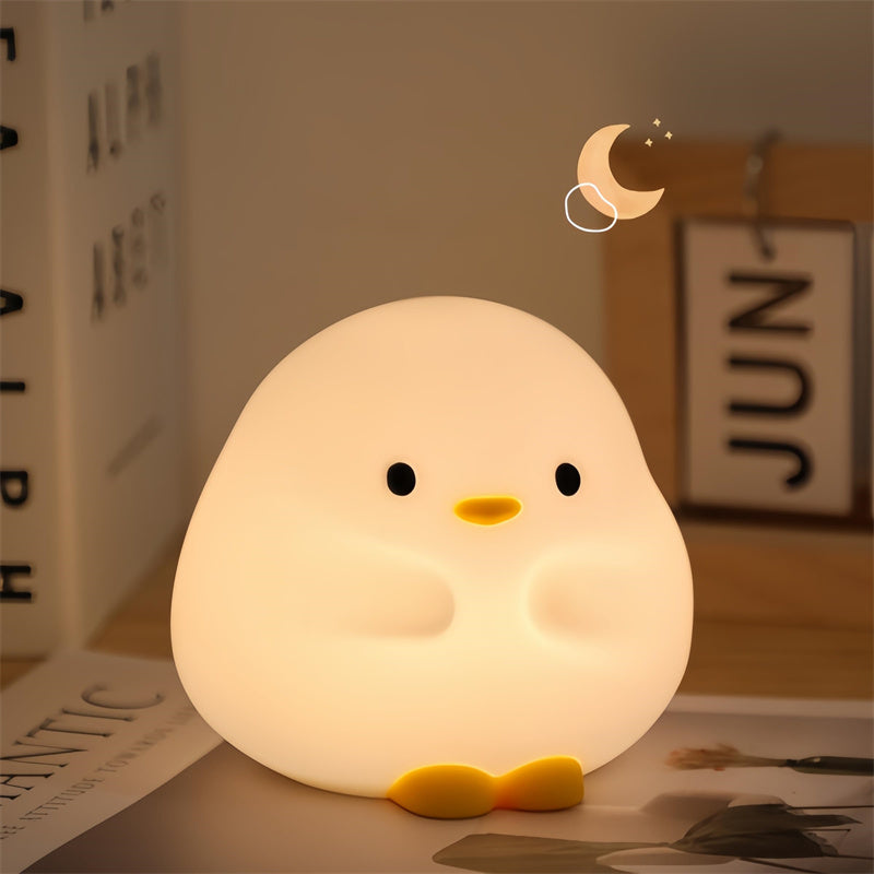 Cartoon Duck LED Night Light – Silicone USB Rechargeable Touch Lamp for Kids’ Bedroom