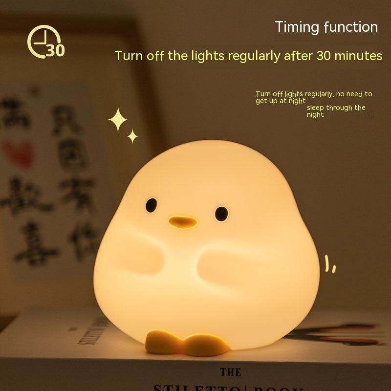Cartoon Duck LED Night Light – Silicone USB Rechargeable Touch Lamp for Kids’ Bedroom