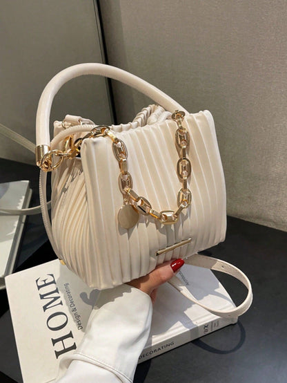 Handbag Pleated Bag Women  Fashion Chain Niche Bucket Bag Personality Shoulder Messenger Bag