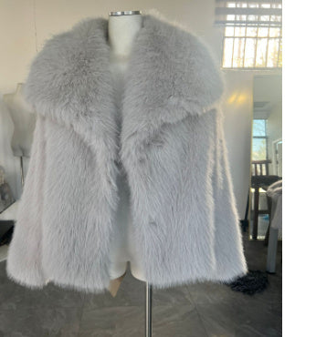Women's Winter Plush Lapel Coat – Warm Thick Fluffy Long Sleeve Jacket for Casual Fashion